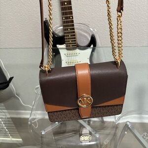 Michael Kors Greenwich Brown Multi Flap Crossbody